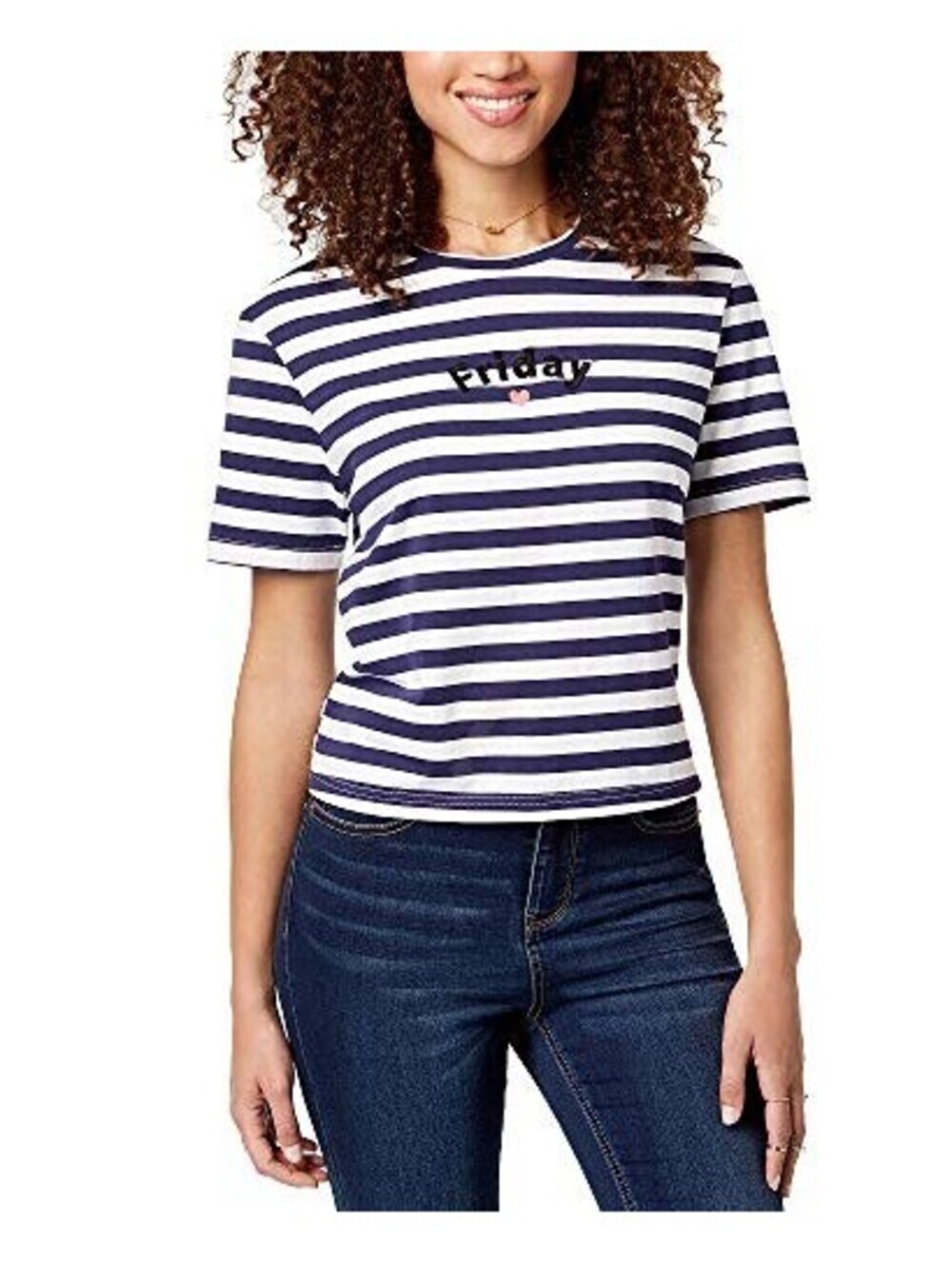 Rebellious One Juniors Cotton Friday Embroidered T-Shirt Size L